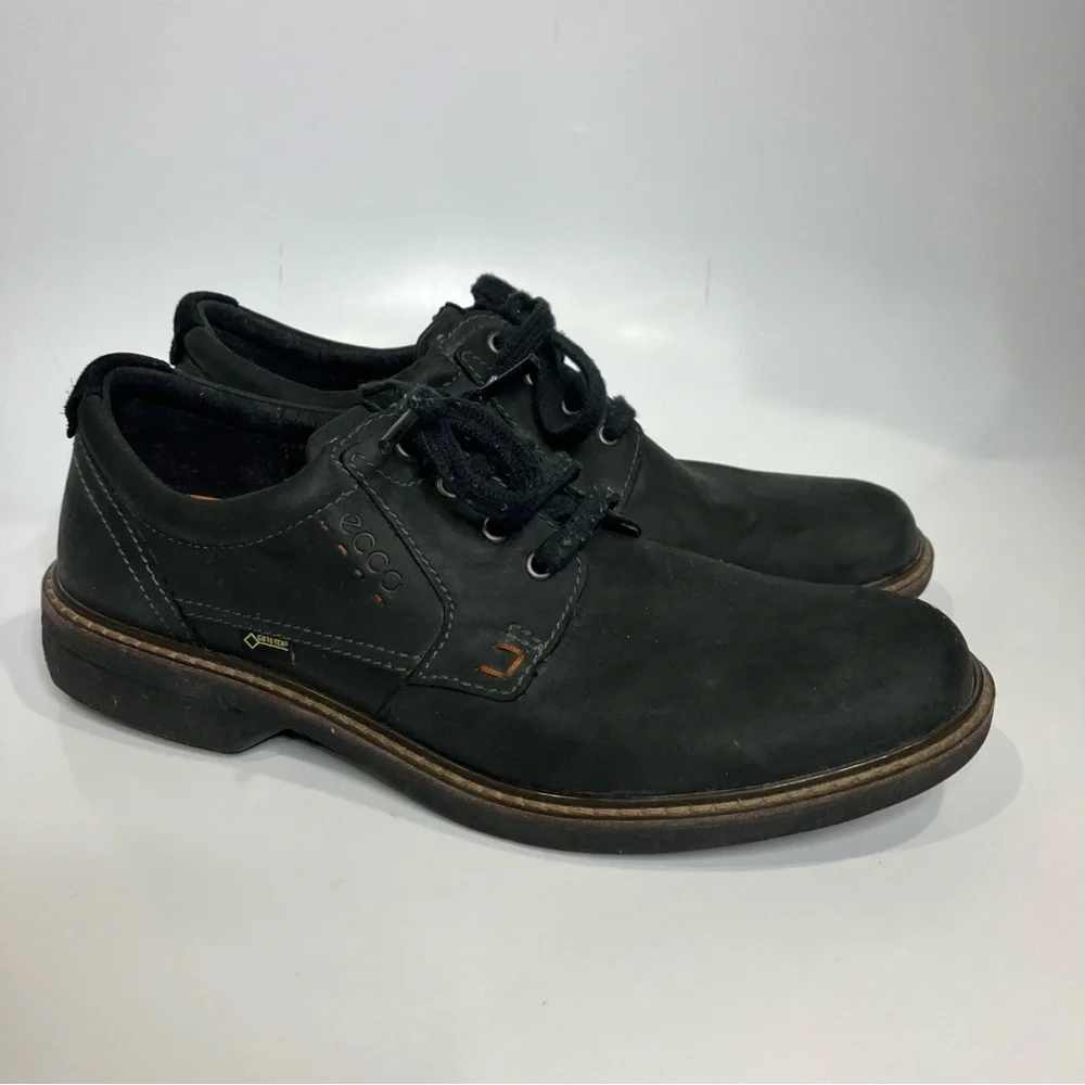 Ecco turn black Leather lace up dress shoes‎ men's size 42 business casual